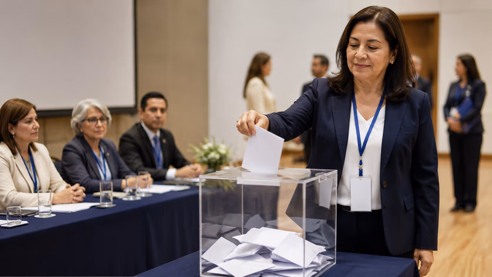 Persona depositando voto en urna